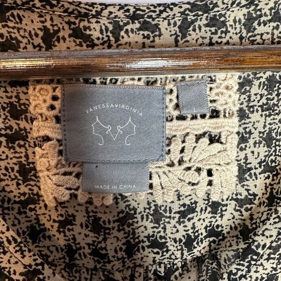 Anthropologie Vanessa Virginia Callista Brown Black Long Sleeve Dress Large - Picture 8 of 8